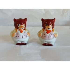 Red Fox in Suits Salt & Pepper Shakers - Japan Vintage